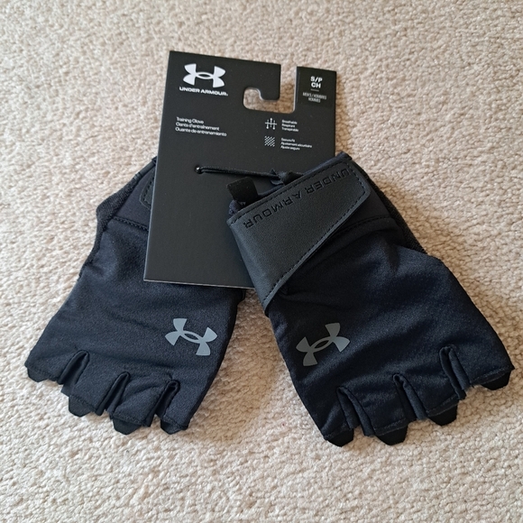 Under Armour Training Gloves Mens Small Black Fitness Workout Breathable New - Picture 2 of 8